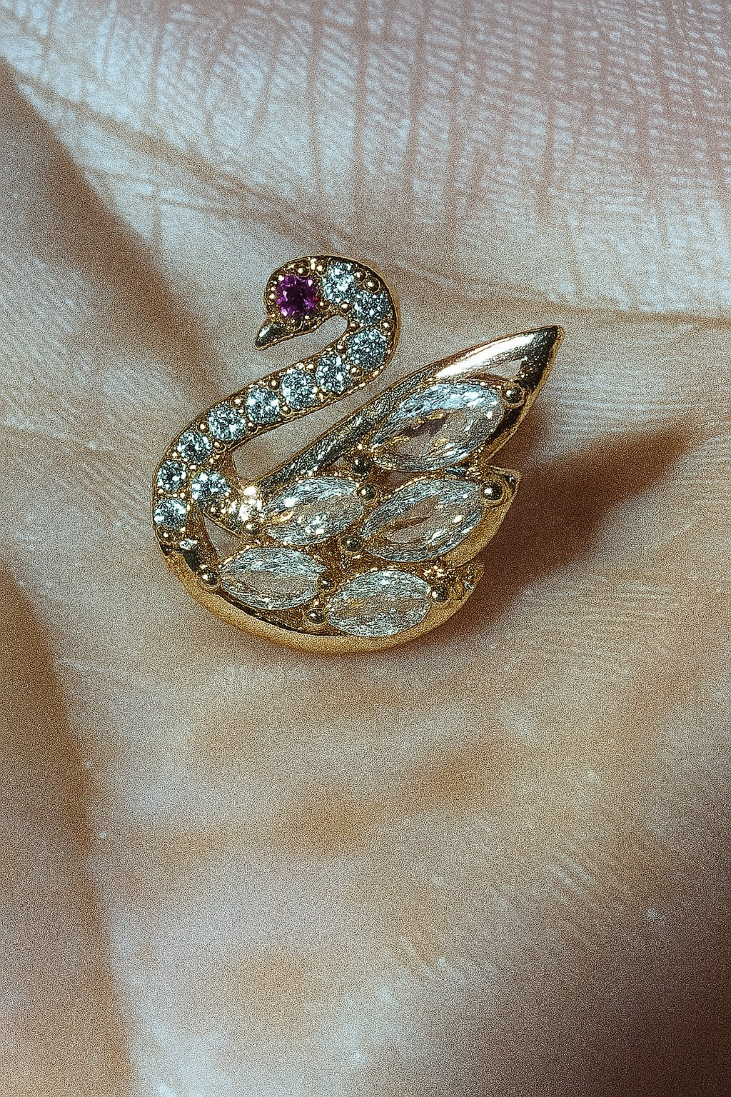 Gold Plated Duck Shaped Cubic Zirconia Earring