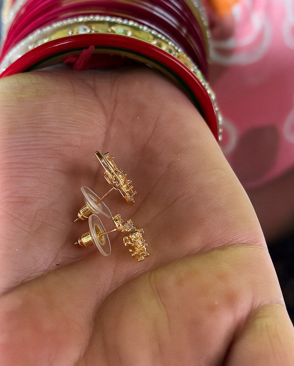 Gold Plated Duck Shaped Cubic Zirconia Earring