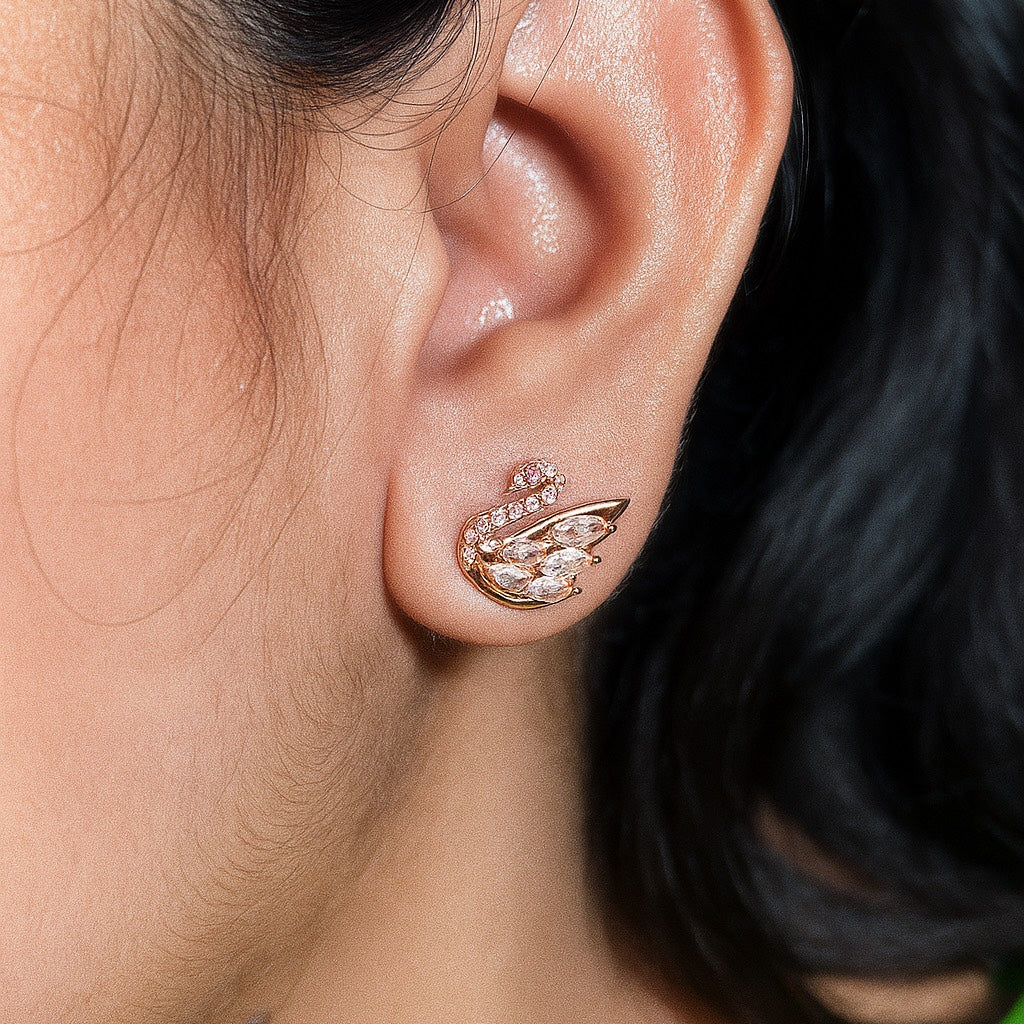 Gold Plated Duck Shaped Cubic Zirconia Earring