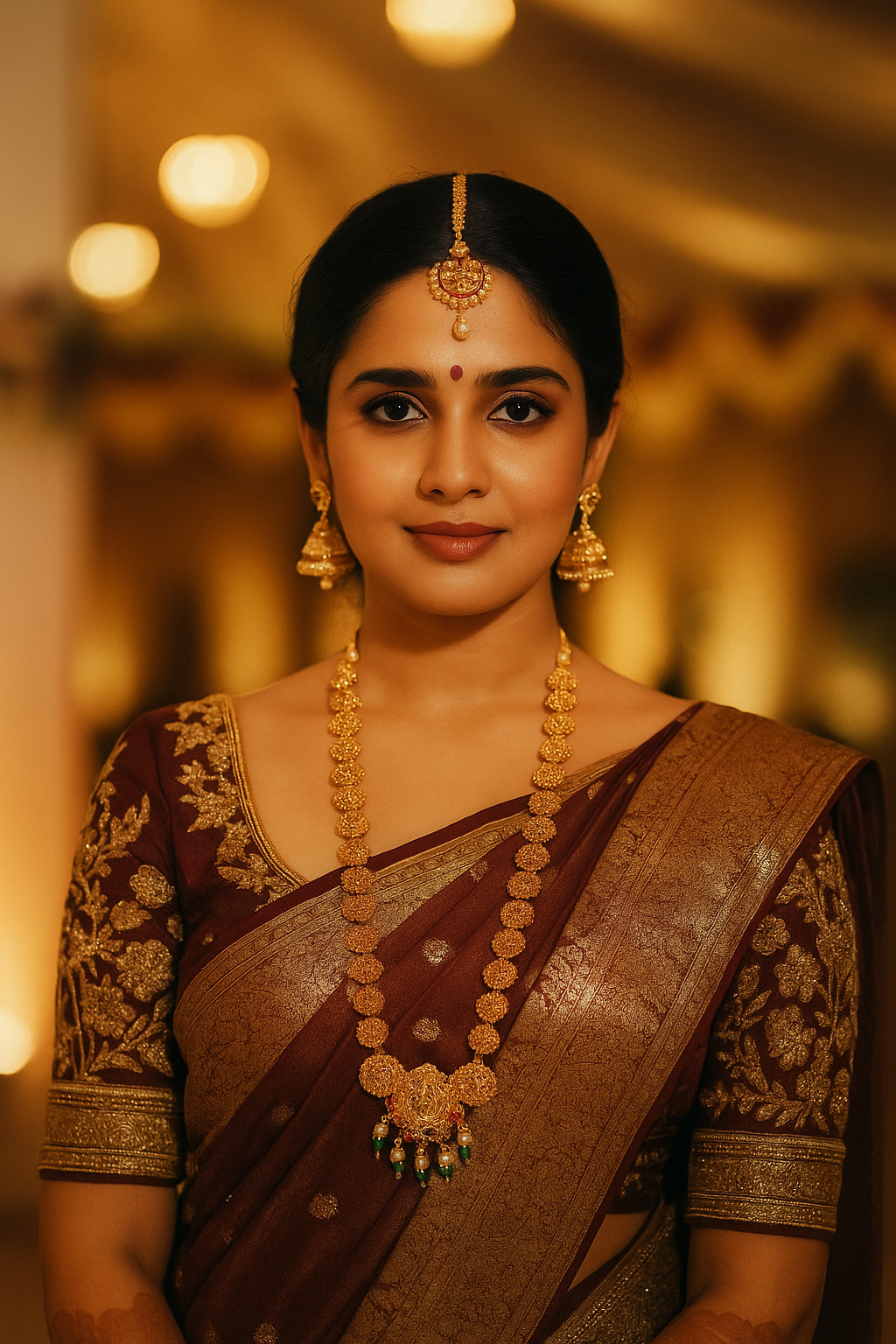 Lakshmi Pendant & Earrings, Temple Jewelry Gold-Plated Necklace Set