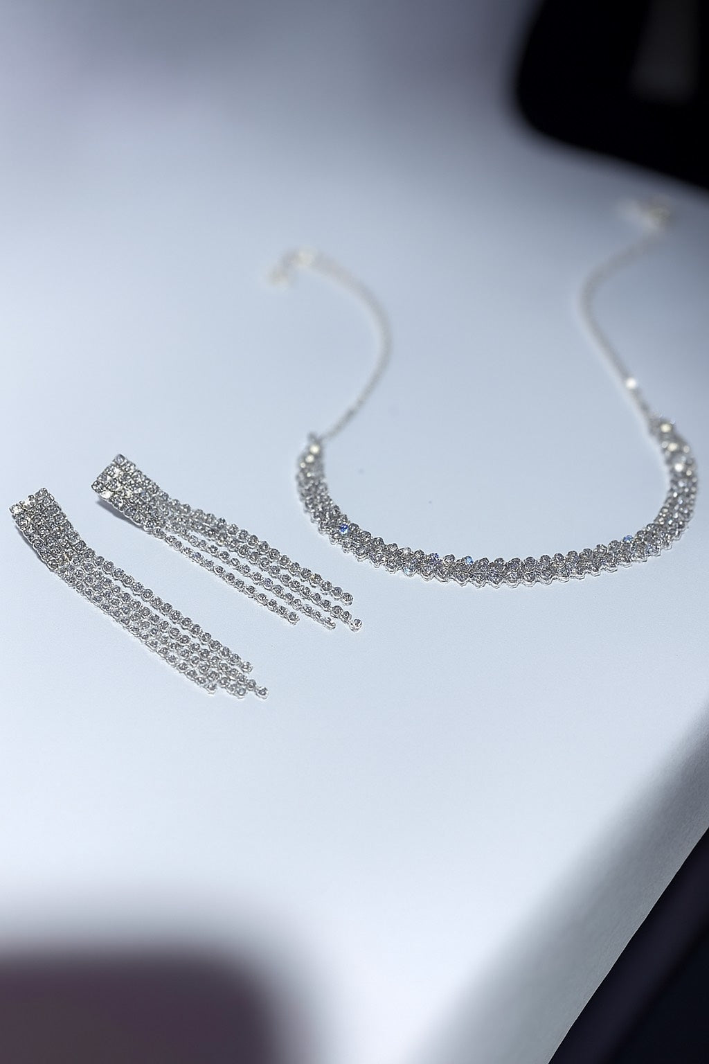 Silver-Platted Non AD Studded Necklace Jewellery SET