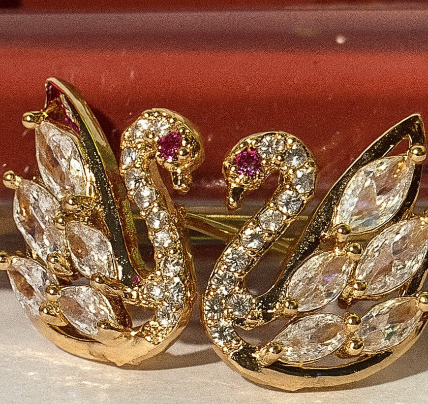 Gold Plated Duck Shaped Cubic Zirconia Earring