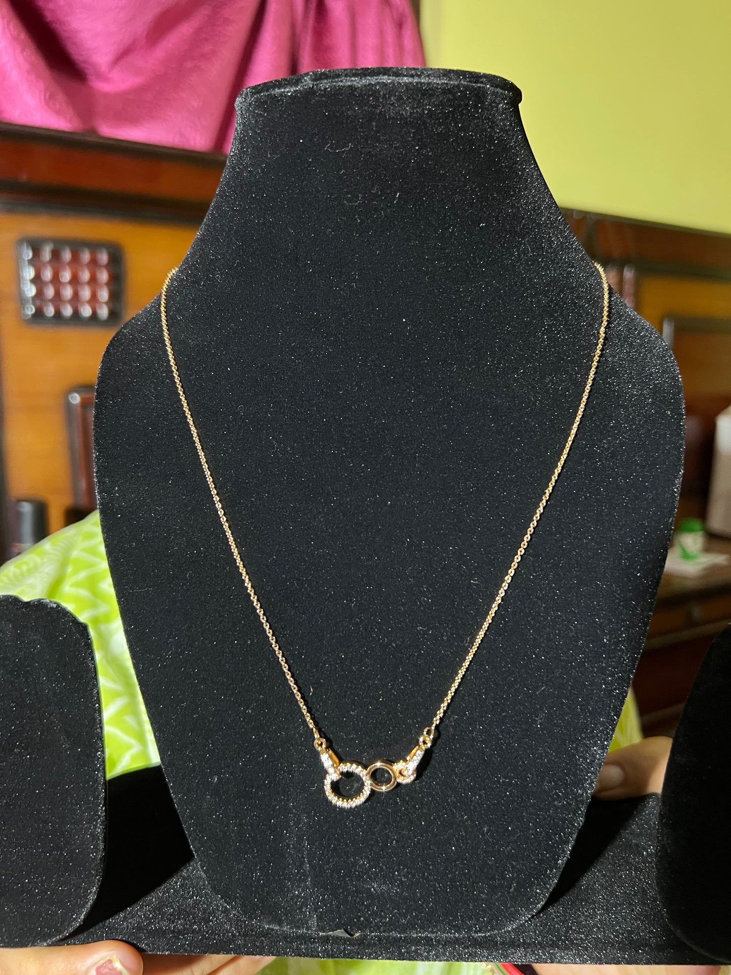 Trendy Double Ring Pendant Necklace – Elegant Imitation Jewelry for Women