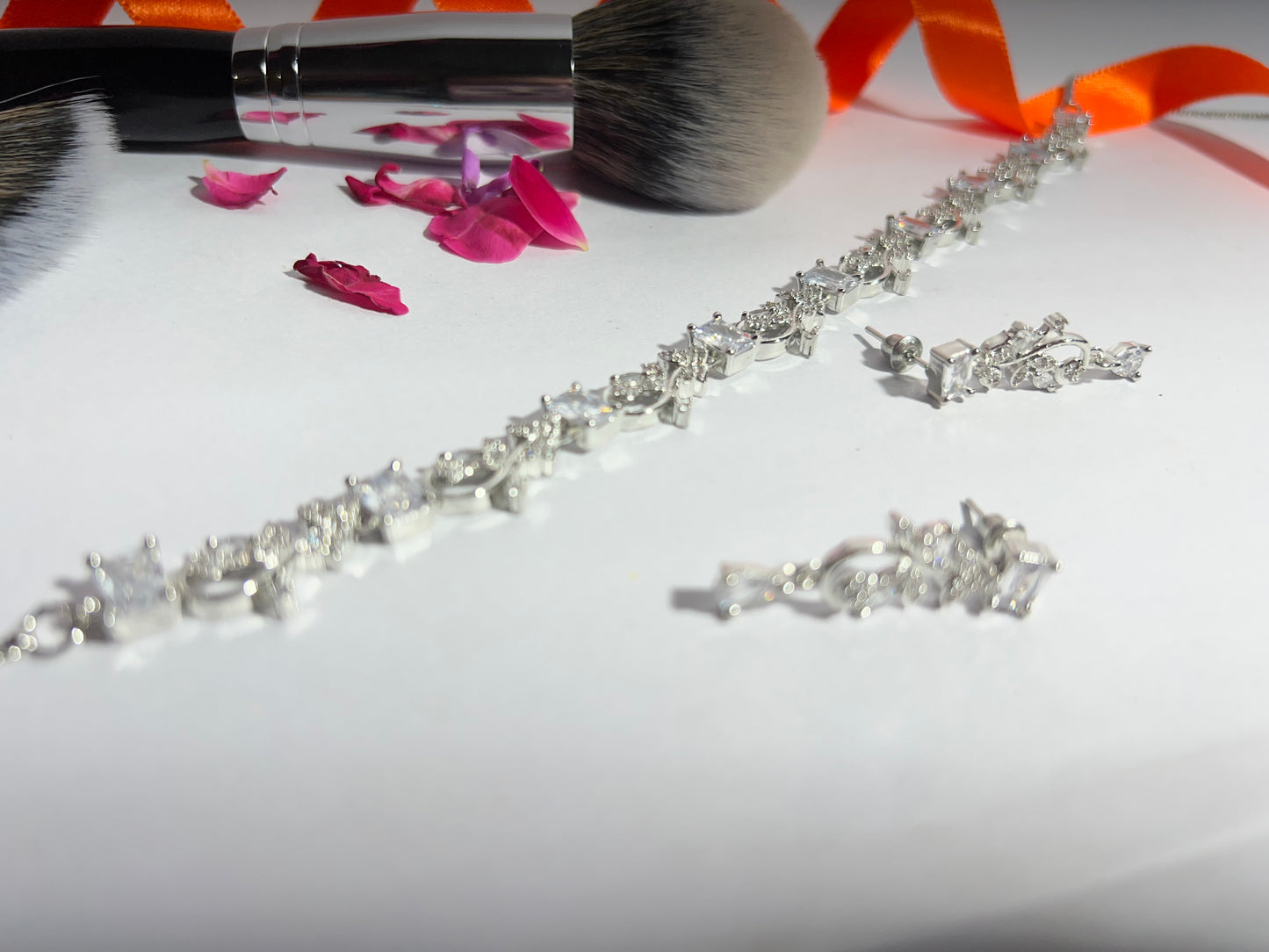 Elegant American Diamond Stone Necklace & Earring Set – Sparkling Bridal/Party Wear Jewelry