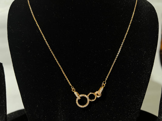 Trendy Double Ring Pendant Necklace – Elegant Imitation Jewelry for Women